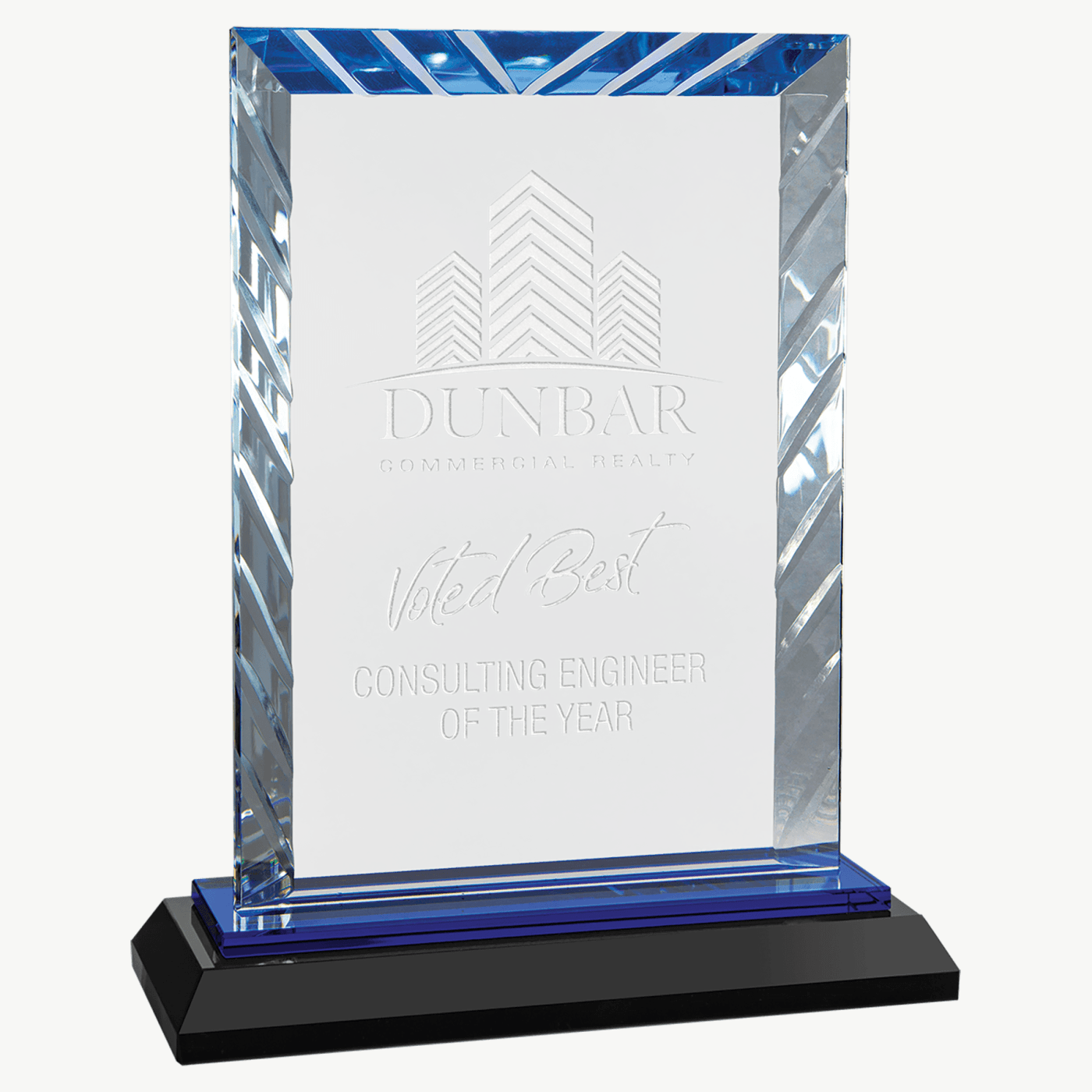SMALL RECTANGLE ACCENT GLASS WITH BLUE BASE — JDS ACG51BU