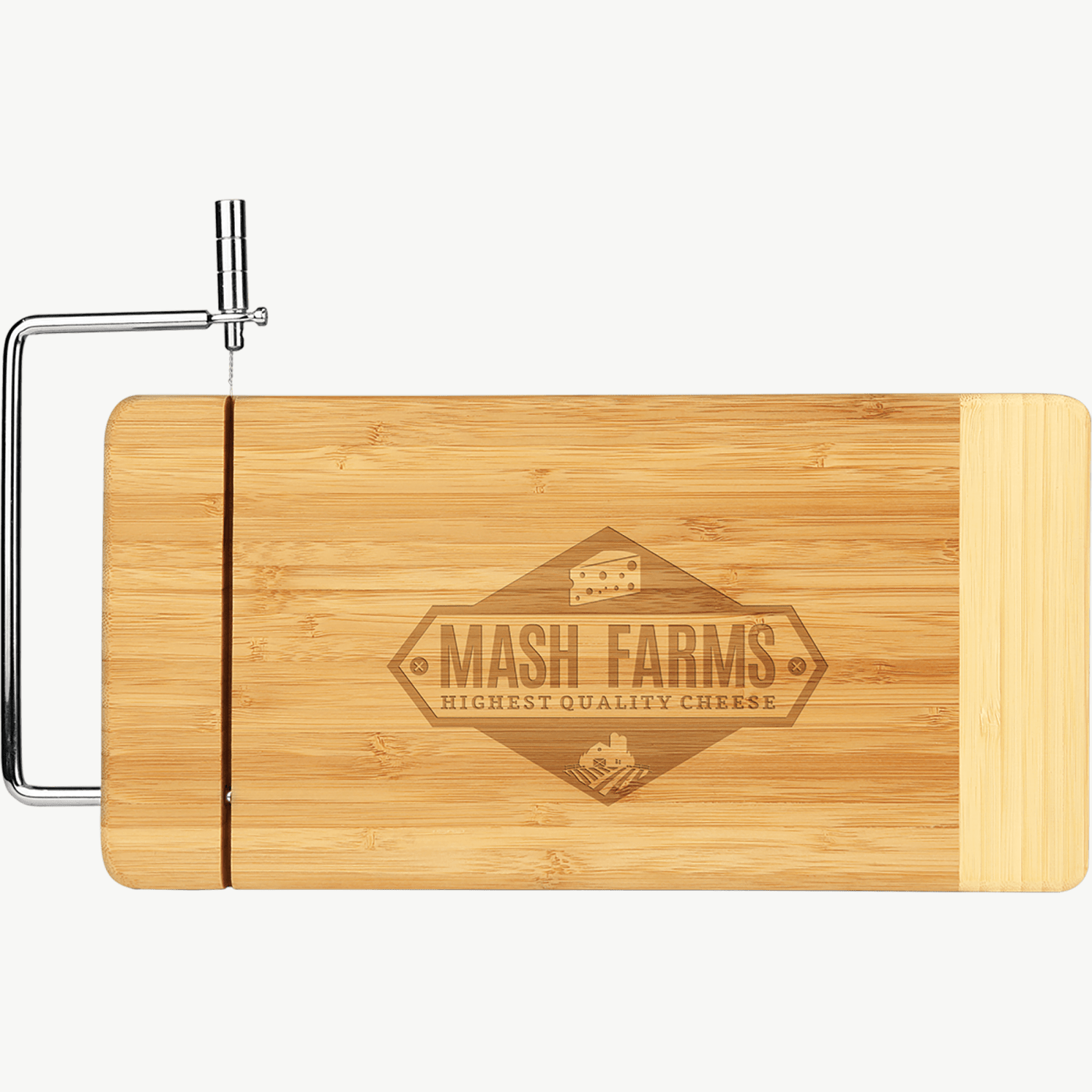 Genuine Bamboo Two-Tone Cutting Board with Metal Cheese Cutter — JDS GFT223