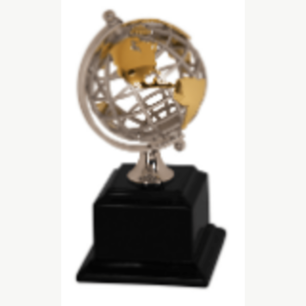 Gold & Silver Metal Globe on Black Piano Finish Base — JDS EX003