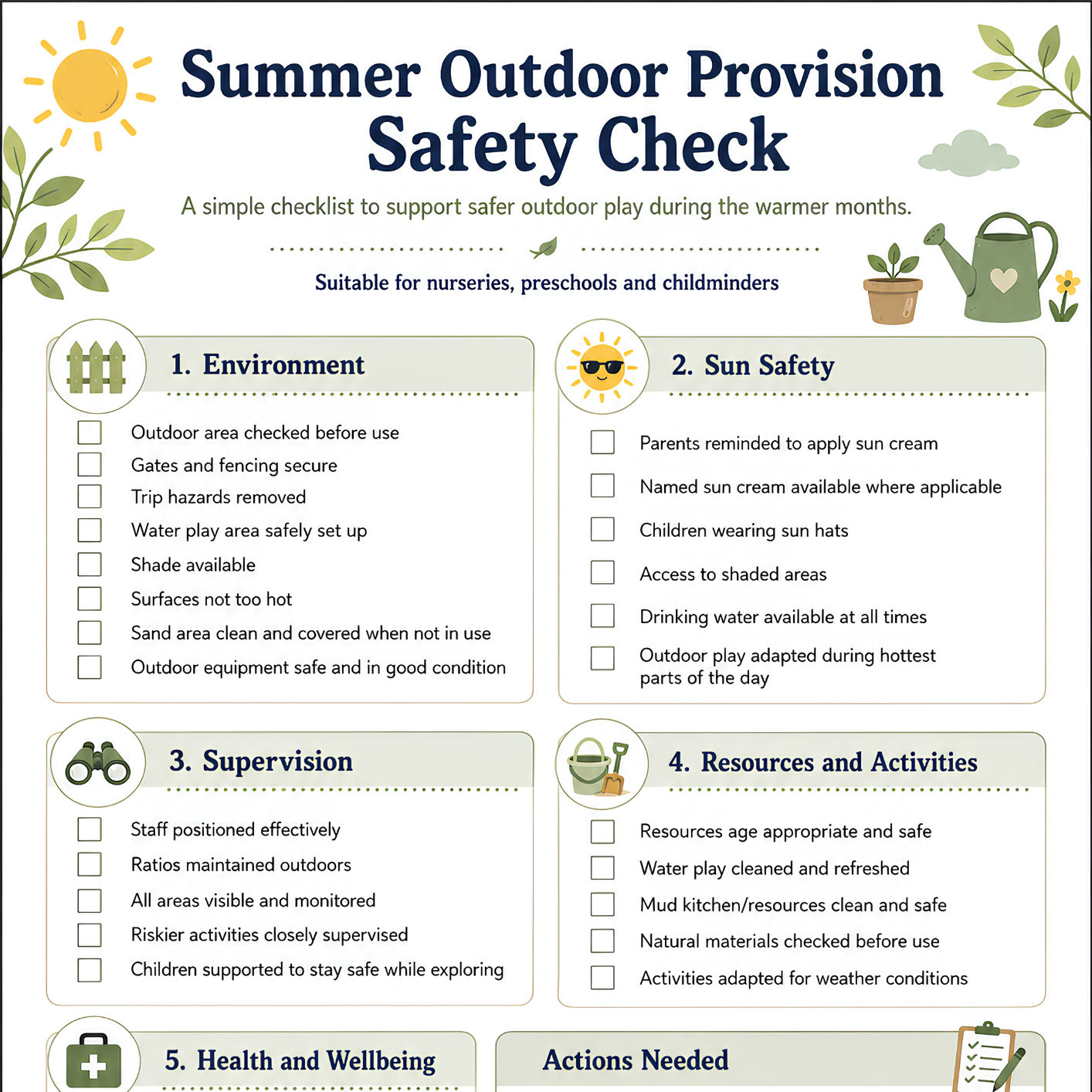 Summer Outdoor Provision Safety Check