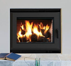 Ladera high-efficiency wood fireplace by Astria, EPA certified, heats up to 1,500 sq ft with a 2.0 cu. ft. firebox.