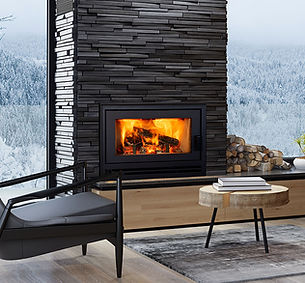 Astria Bainbridge wood fireplace, EPA certified, heats up to 1,500 sq ft with a 2.0 cu. ft. firebox and 55,000 BTUs.