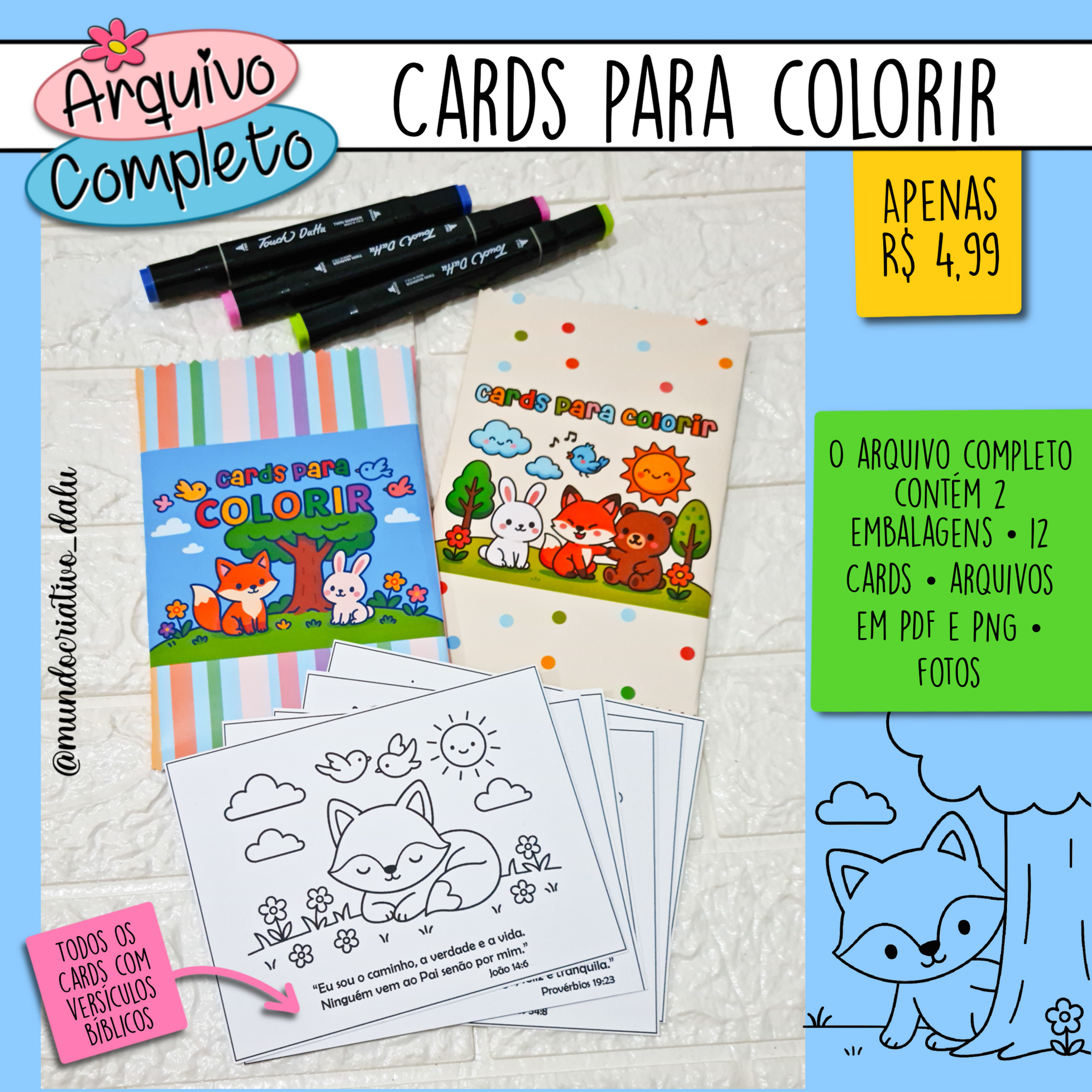 Cards para Colorir - Arquivo Digital