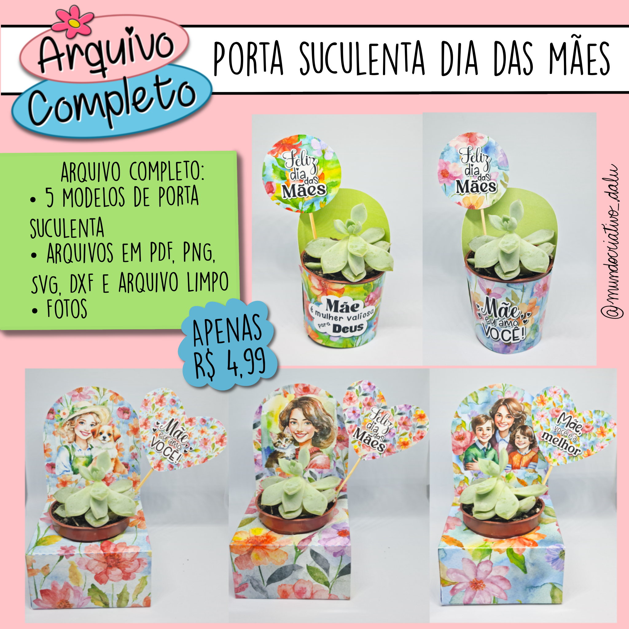 Porta Suculenta Dia Das Mães - Versão Completa