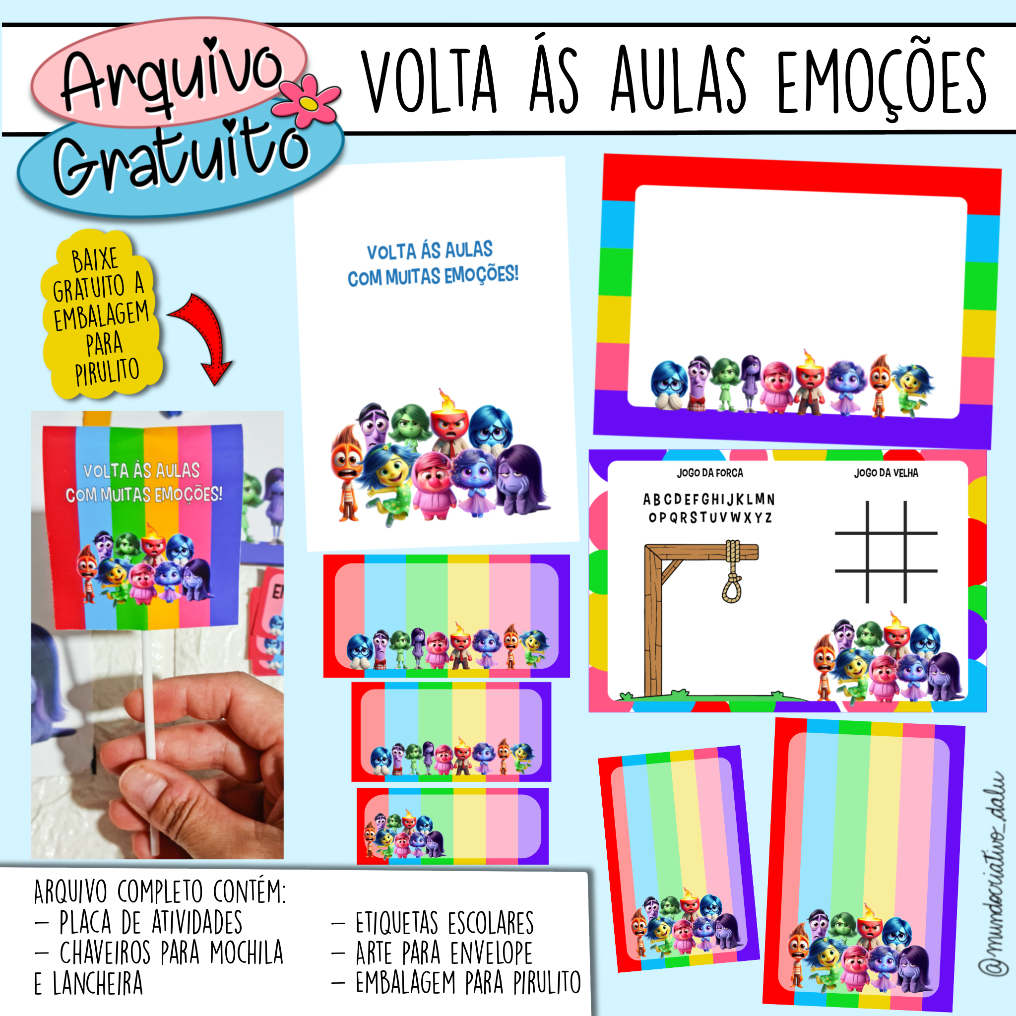 Volta ás aulas Emoções - Embalagem para Pirulito