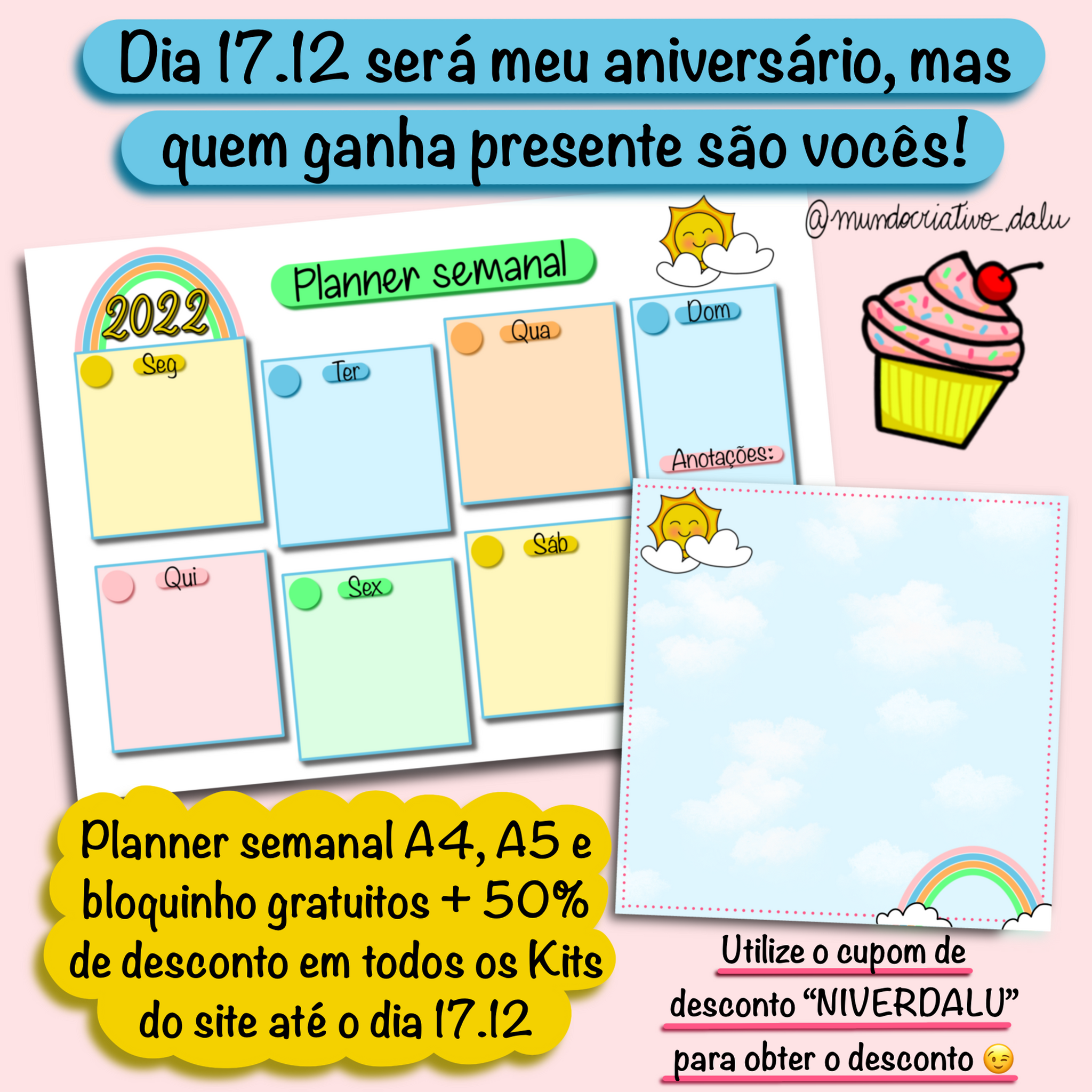 Kit Digital Planner Semanal 2022 +Bloquinho