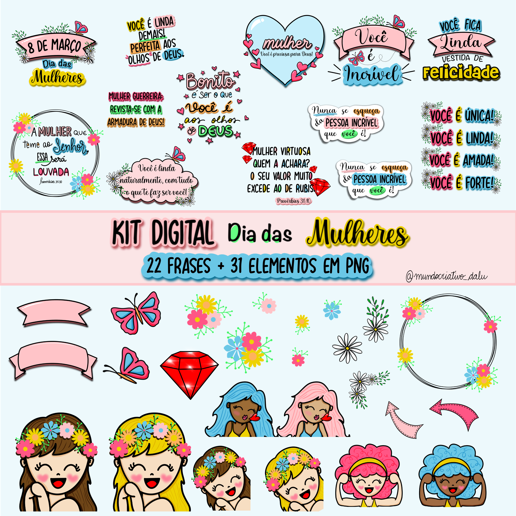 Kit Digital Dia Das Mulheres - ILUSTRAÇÕES