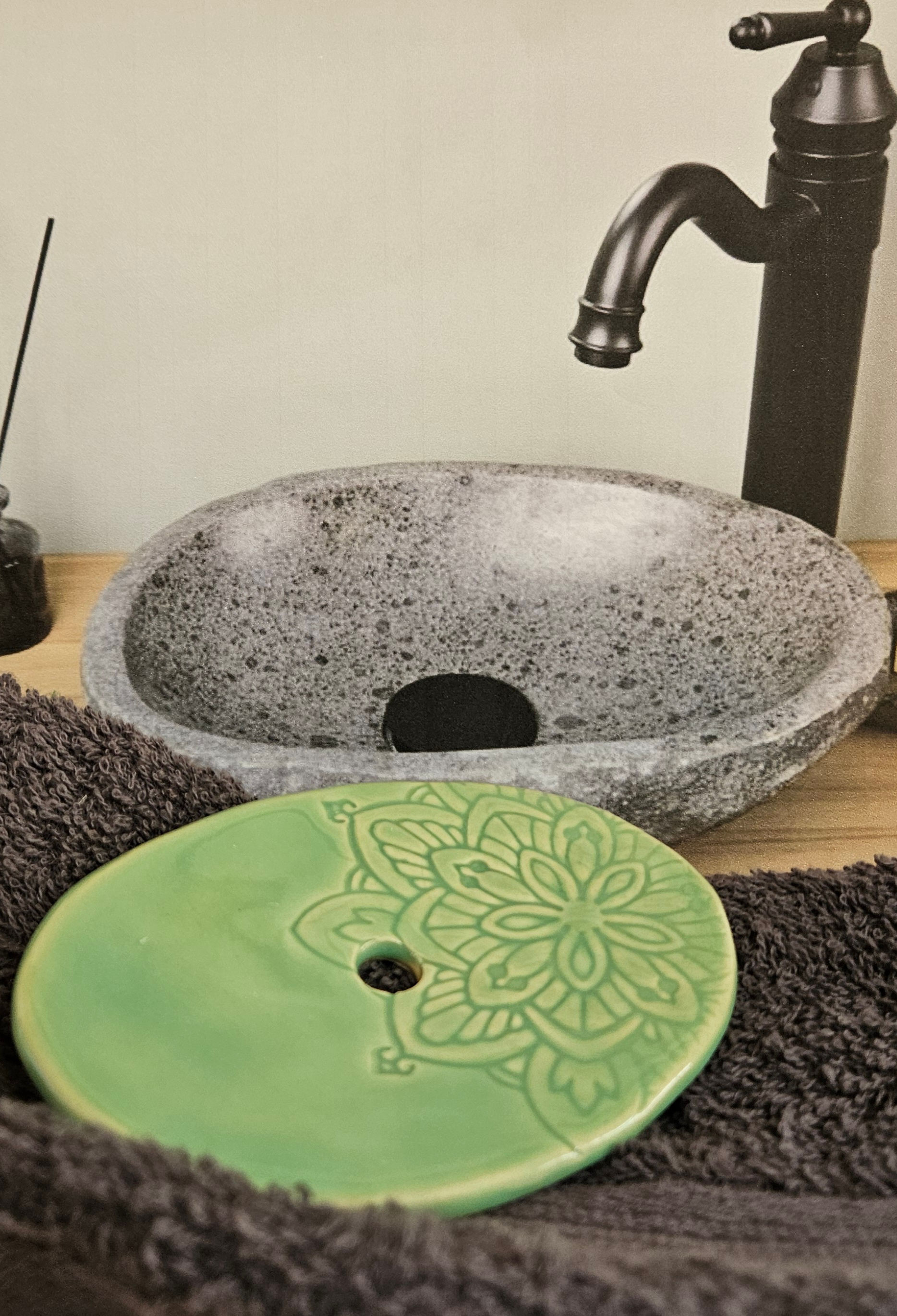 Seifenschale Keramik klein grün oval