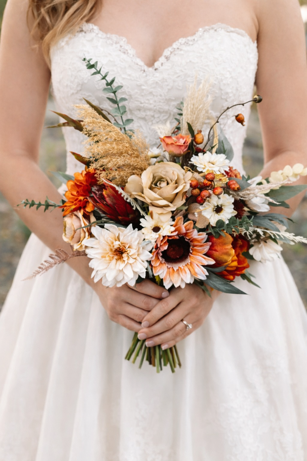 Fall Bridal bouquet, burnt orange and cream combo