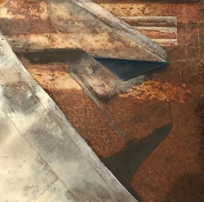 Rusty metal and oil paint piece 