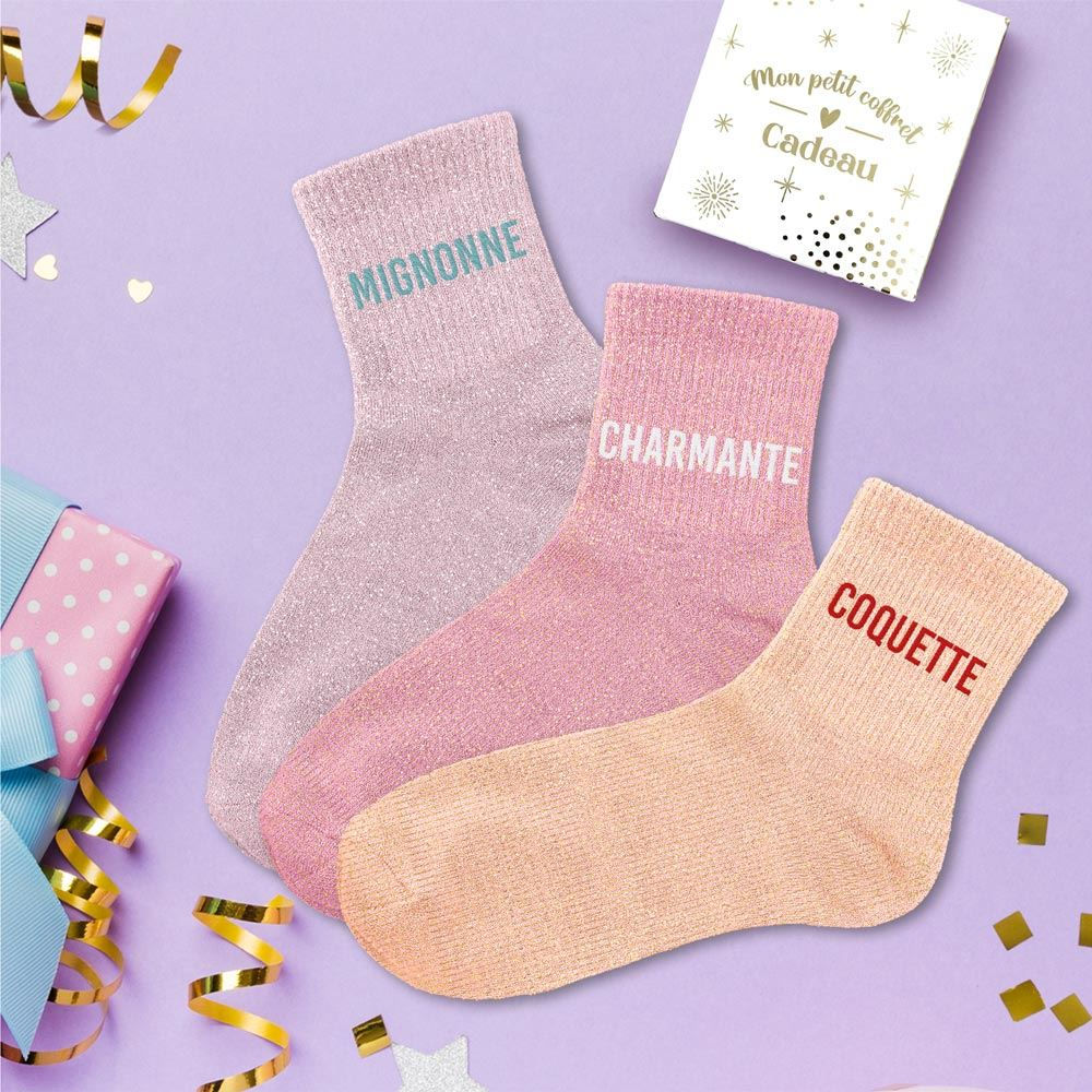 Coffret Trio Chaussettes Paillettes Mignonne