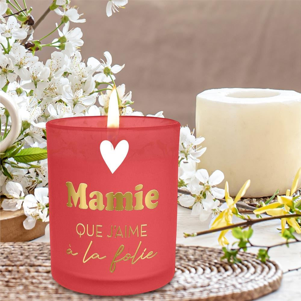 Bougie Affective Rouge Mamie Que J'aime à La Folie