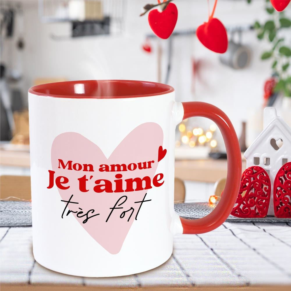 Mug Rouge Je T'aime Saint Valentin