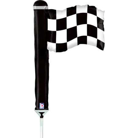 10 Ballons Aluminium Mini Drapeau à Damiers 14" (35 cm) | Décoration Course