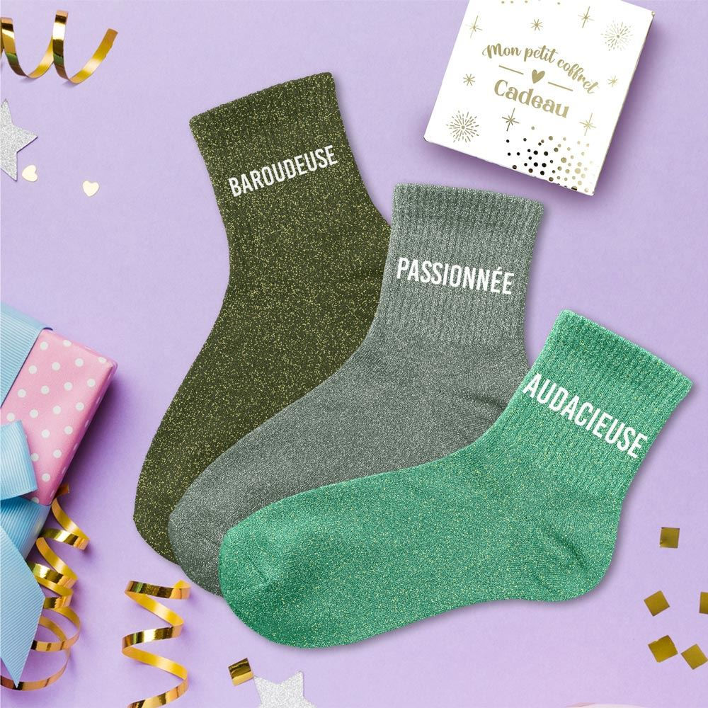 Coffret Trio Chaussettes Paillettes Baroudeuse