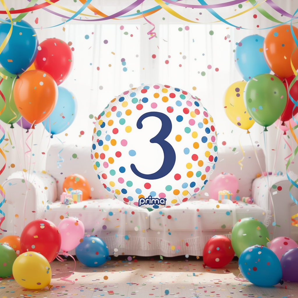 Ballon Aluminium Rond 18" Happy Birthday Colorful Confetti 3– Prima