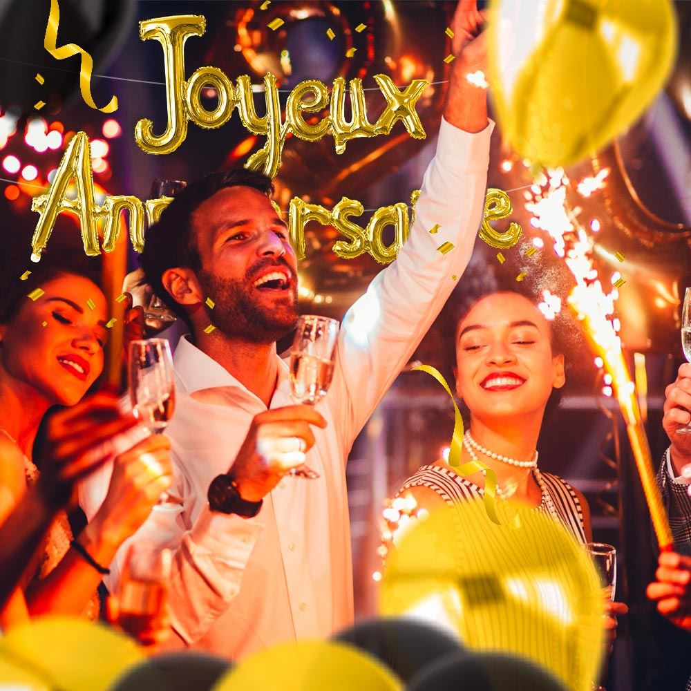 Guirlande Mots Anniversaire Or