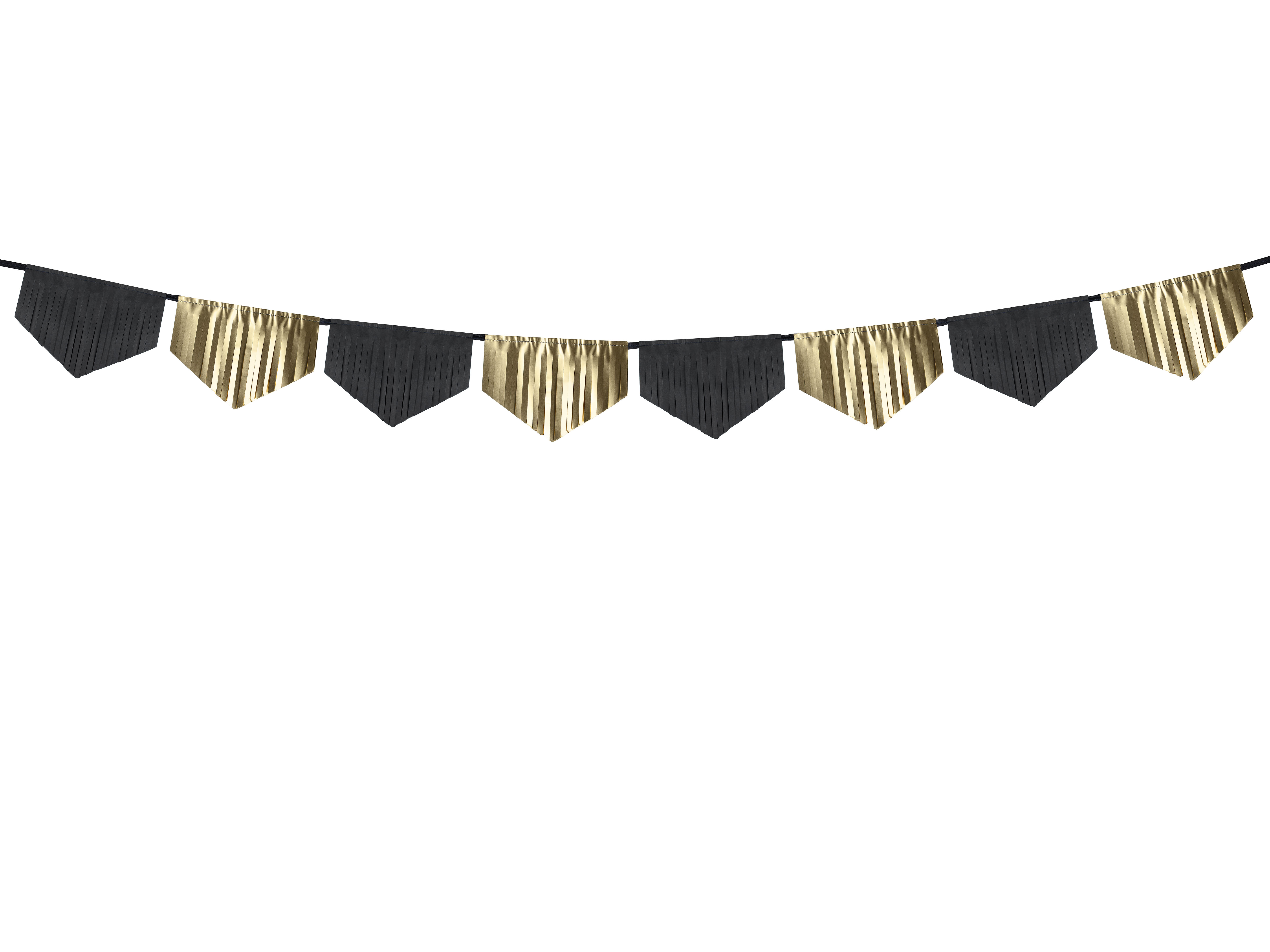 Guirlande de Pompons Noir et Or – Décoration Festive 3 m