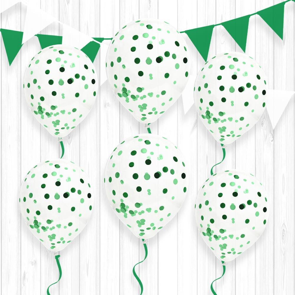 Sachet 6 Ballons Confettis Verts
