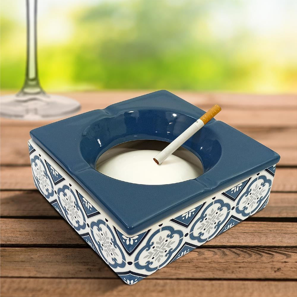 Cendrier Carre Géant Carreaux Bleus