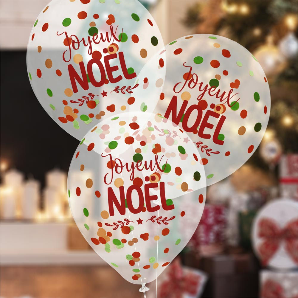 Sachet 6 Ballons Confettis Noel