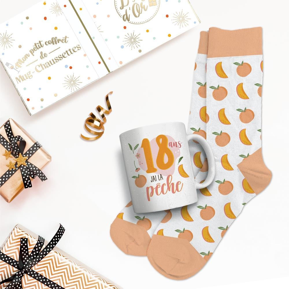 Coffret Mug Chaussettes 18ans Femme à Paillettes