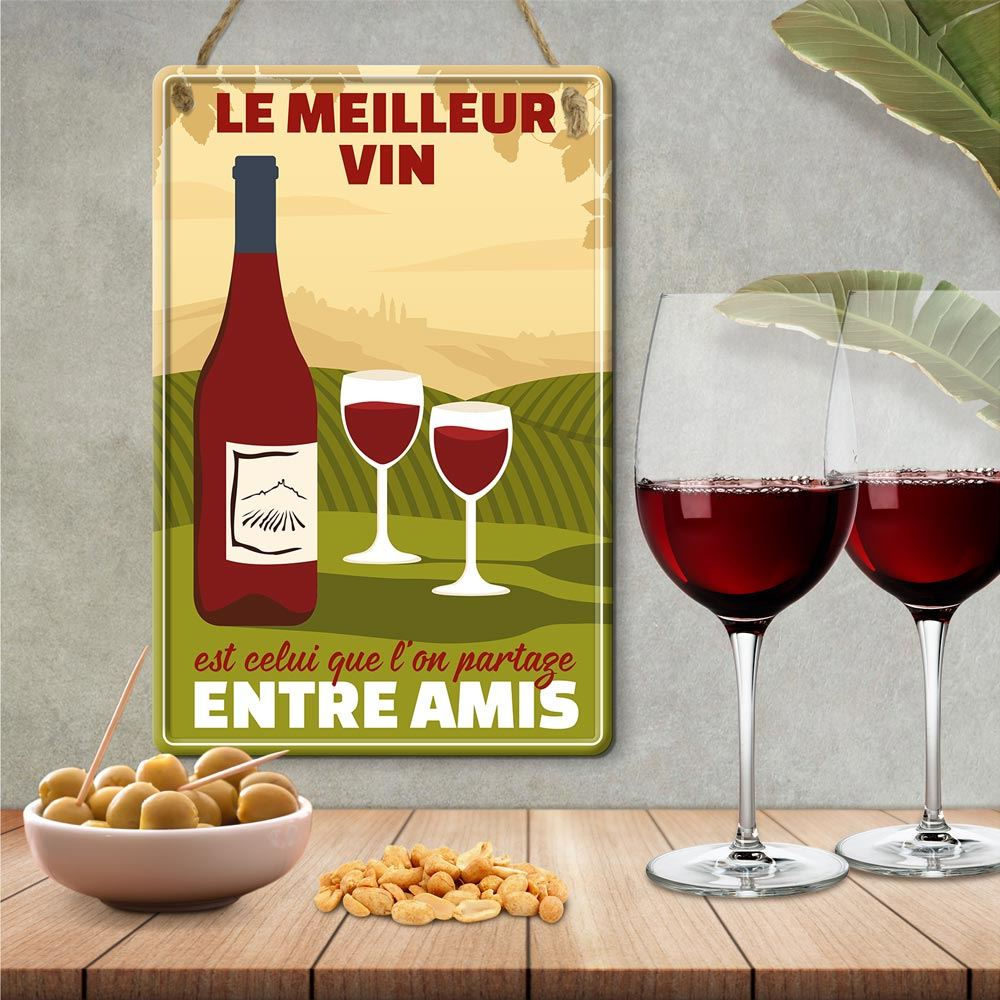 Plaque Métal Le Meilleur Vin