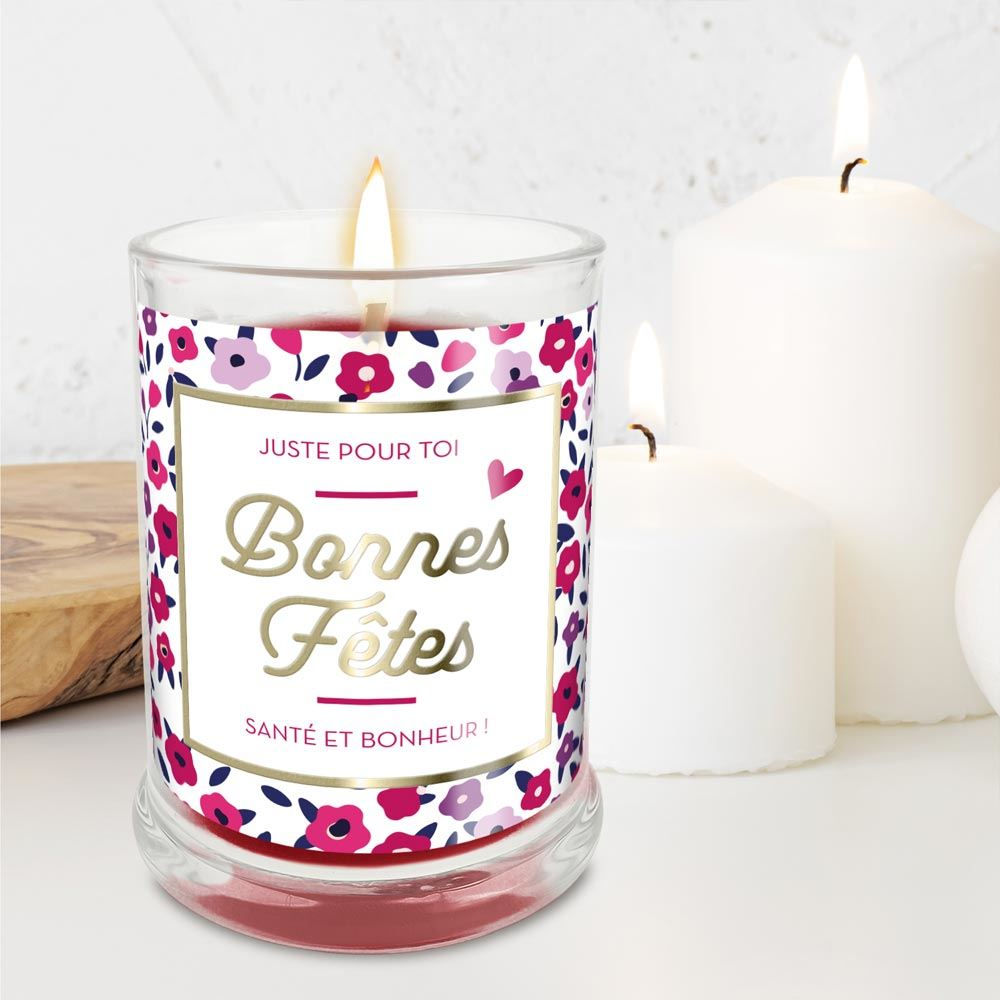 Bougie Verre Rose Bonnes Fêtes