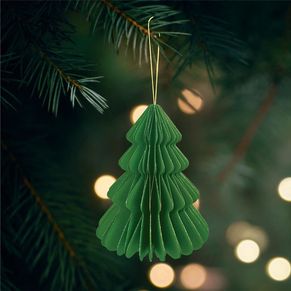 Déco à Suspendre Nid D'abeille Sapin De Noel 15cm