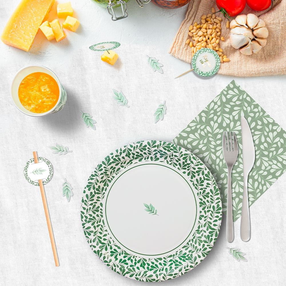 Pack 6 Assiettes Feuilles Nature