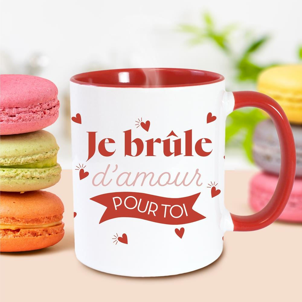 Mug Rouge Je Brule D'amour Pour Toi
