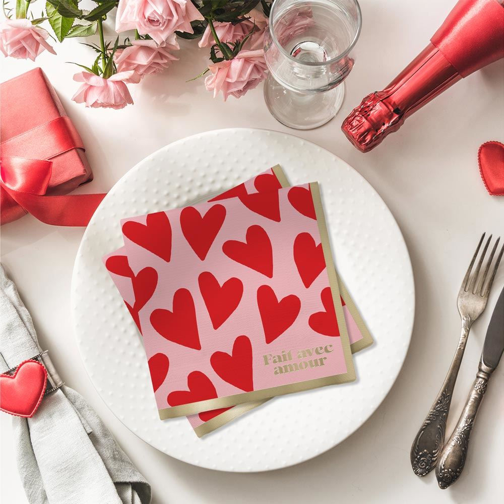 Serviettes 10 pièces Saint Valentin