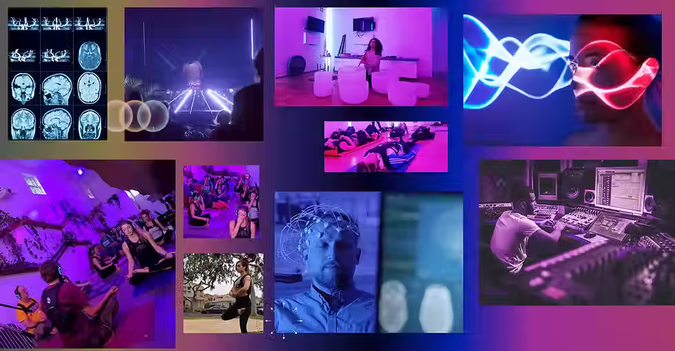 website interface showing immersive sound healing layout