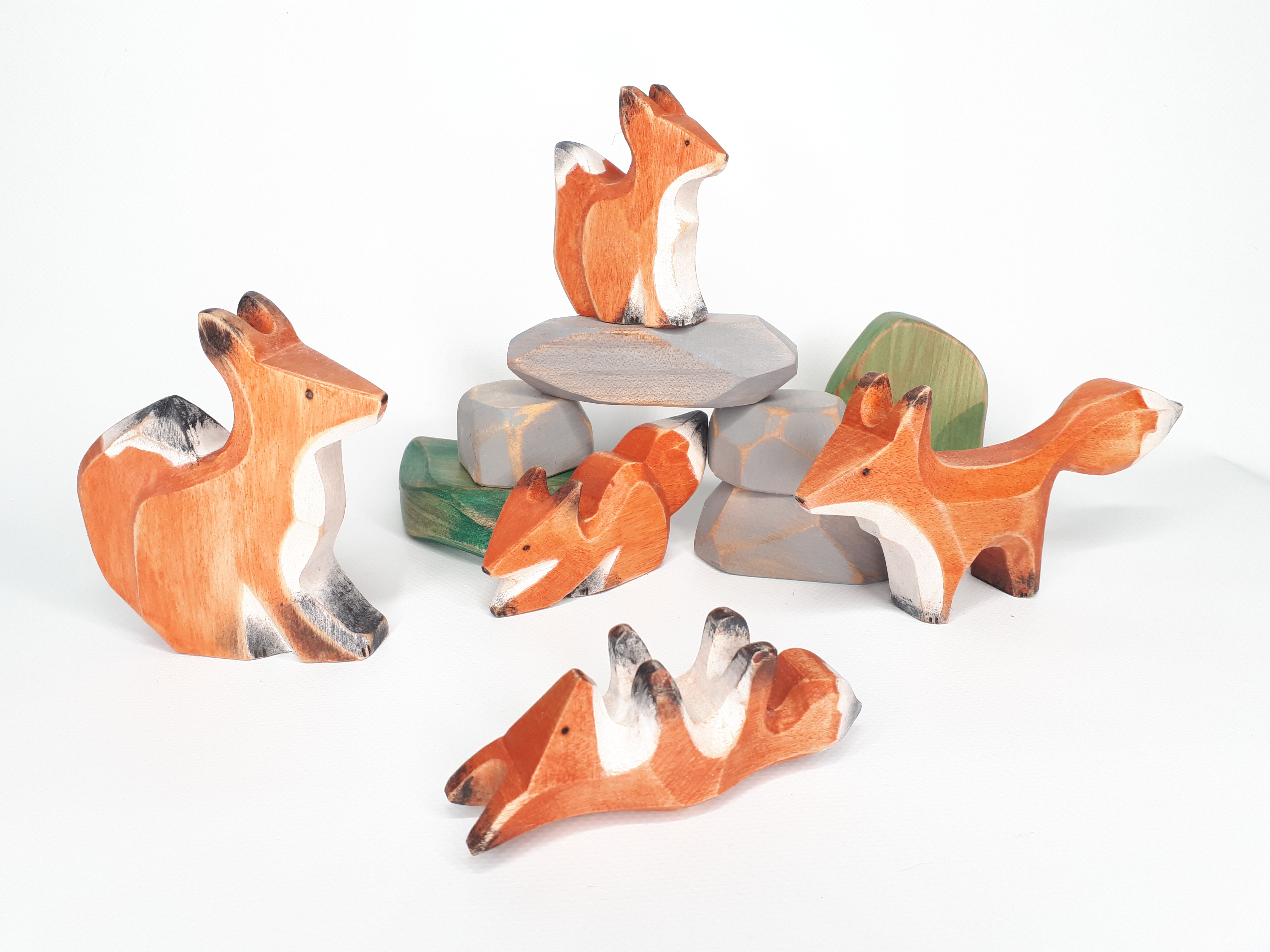 Grand ensemble famille renard, animaux de la foret boréale