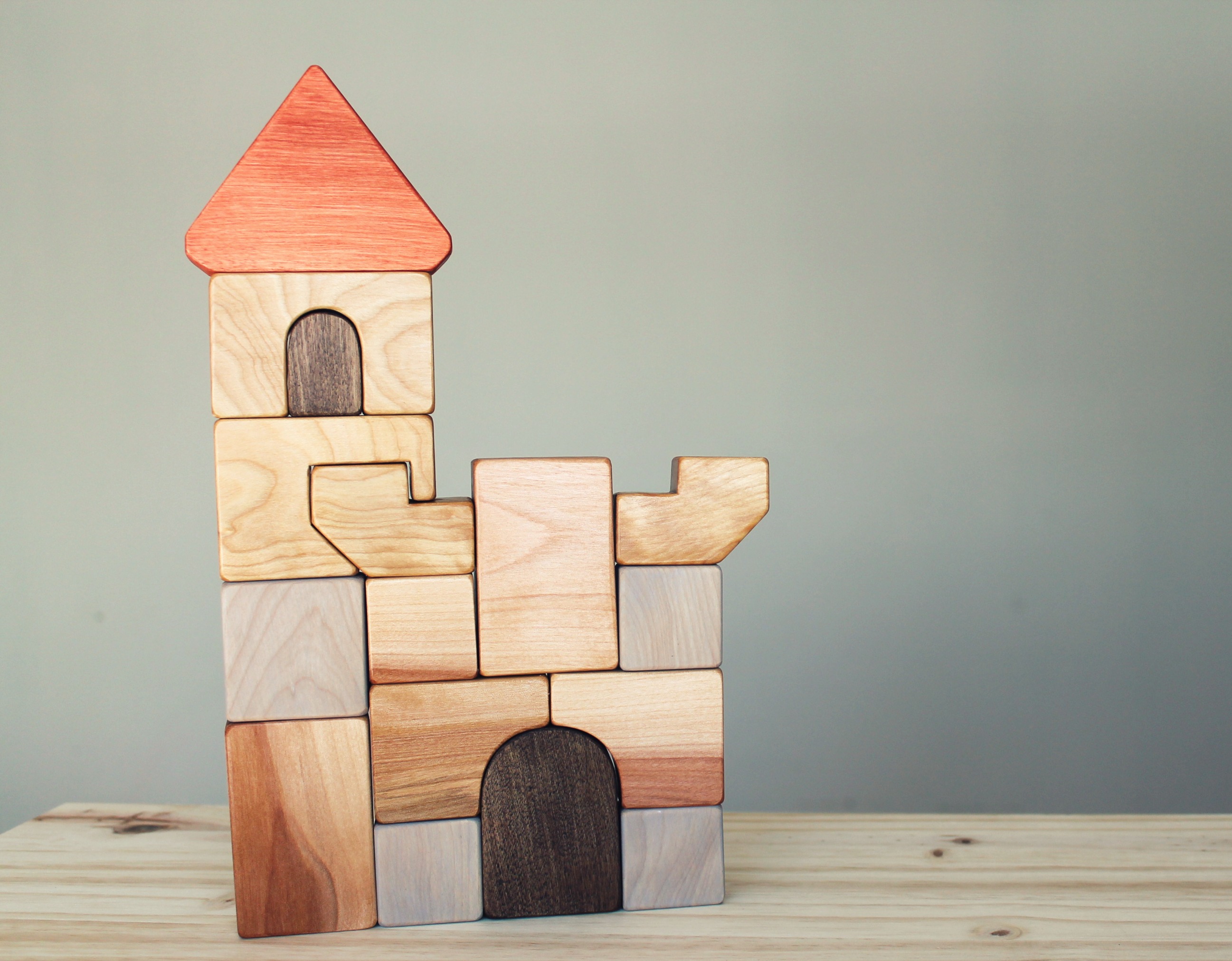 Casse tête de bois château, jeu d'équilibre