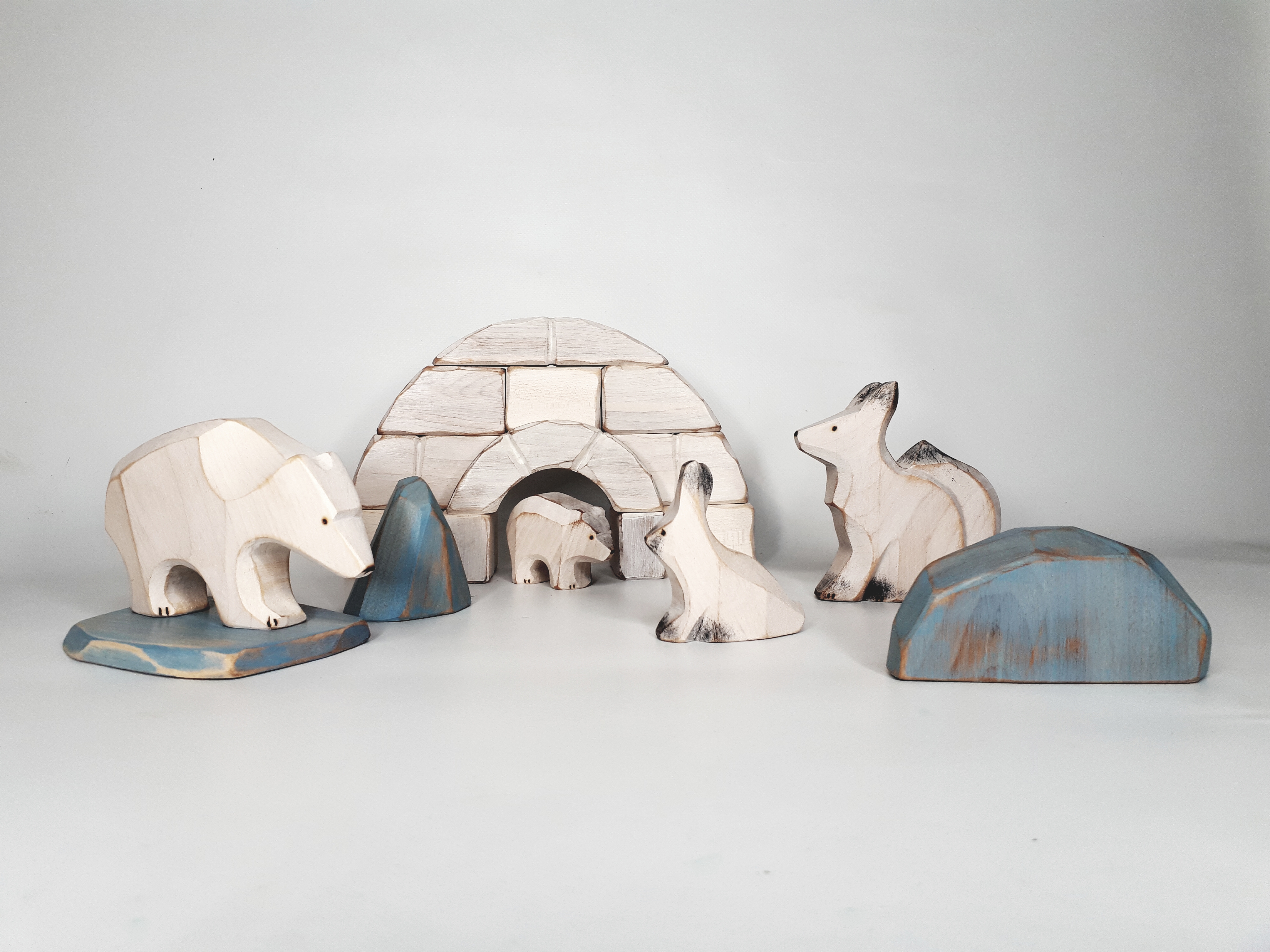 Ensemble grand Nord. Glaciers, animaux et igloo