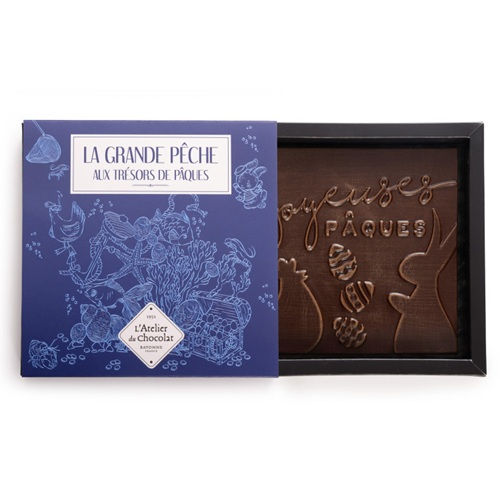 Miniature : Atelier du Chocolat : Carré Joyeuses Pâques noir ou lait