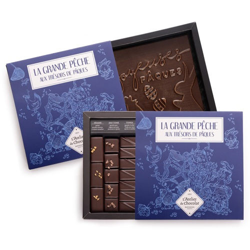 Miniature : Atelier du Chocolat : Boîte de Chocolats extra noir Ilbarritz + Carré noir