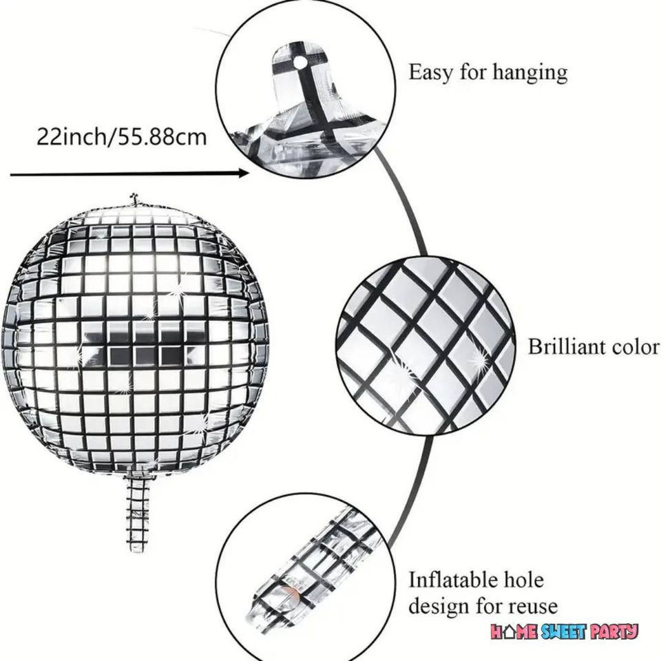 Thumbnail: 4D Silver Mamma Mia Disco Theme Foil Balloon Set for Birthday Hens Party Decor