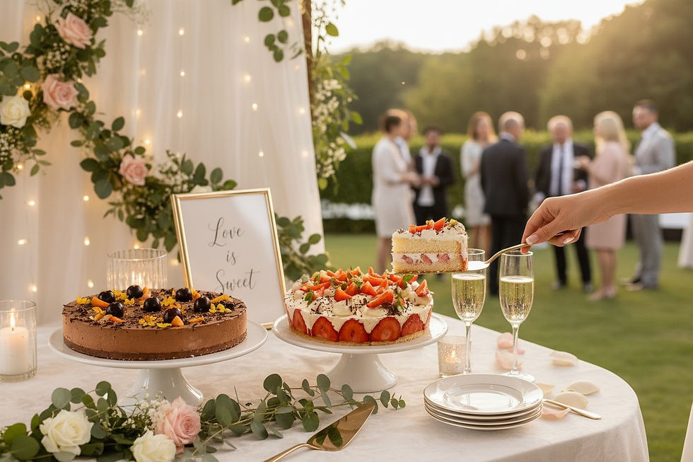 Buffet dessert mariage fraisier royal chocolat (Mise en scène du produit)
