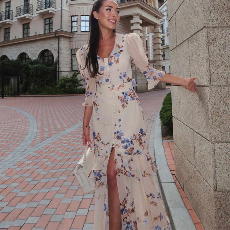 Thumbnail: Golden Blossom Midi Dress