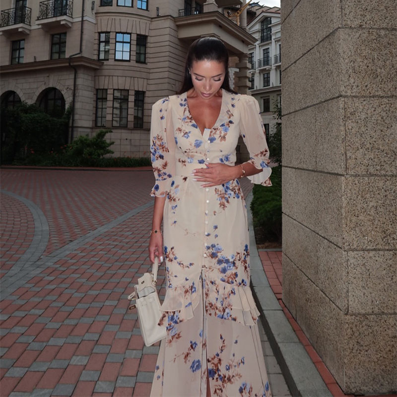 Thumbnail: Golden Blossom Midi Dress