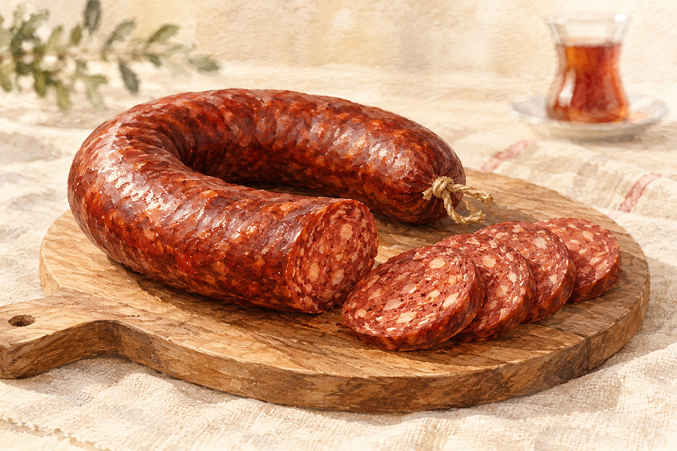 Turkish Beef Sucuk
A dried beef sausage seasoned with garlic and spices.