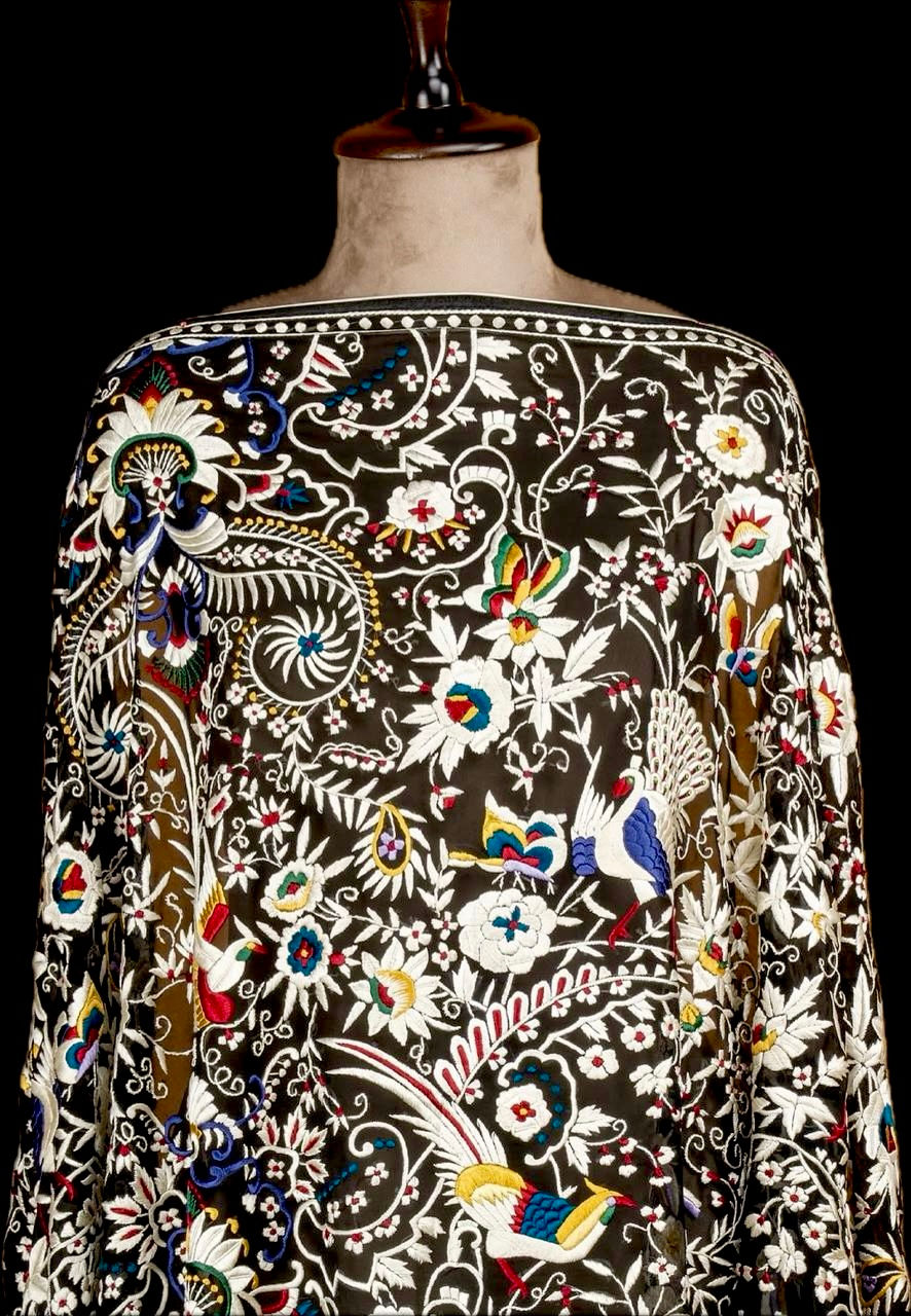 Thumbnail: Antique Parsi Gara Hand Embroidered Dupatta