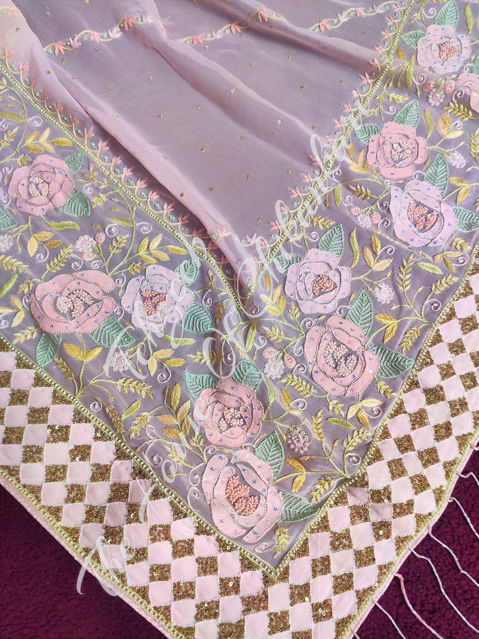 Thumbnail: Designer Organza Silk EK Taar Chikankari Saree