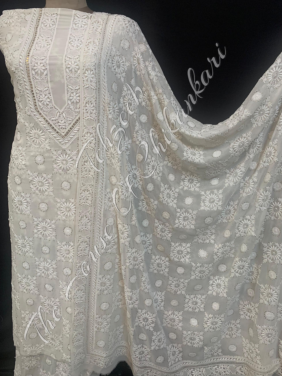 Thumbnail: Luxury Ek Taar Lucknowi Chikankari Suit
