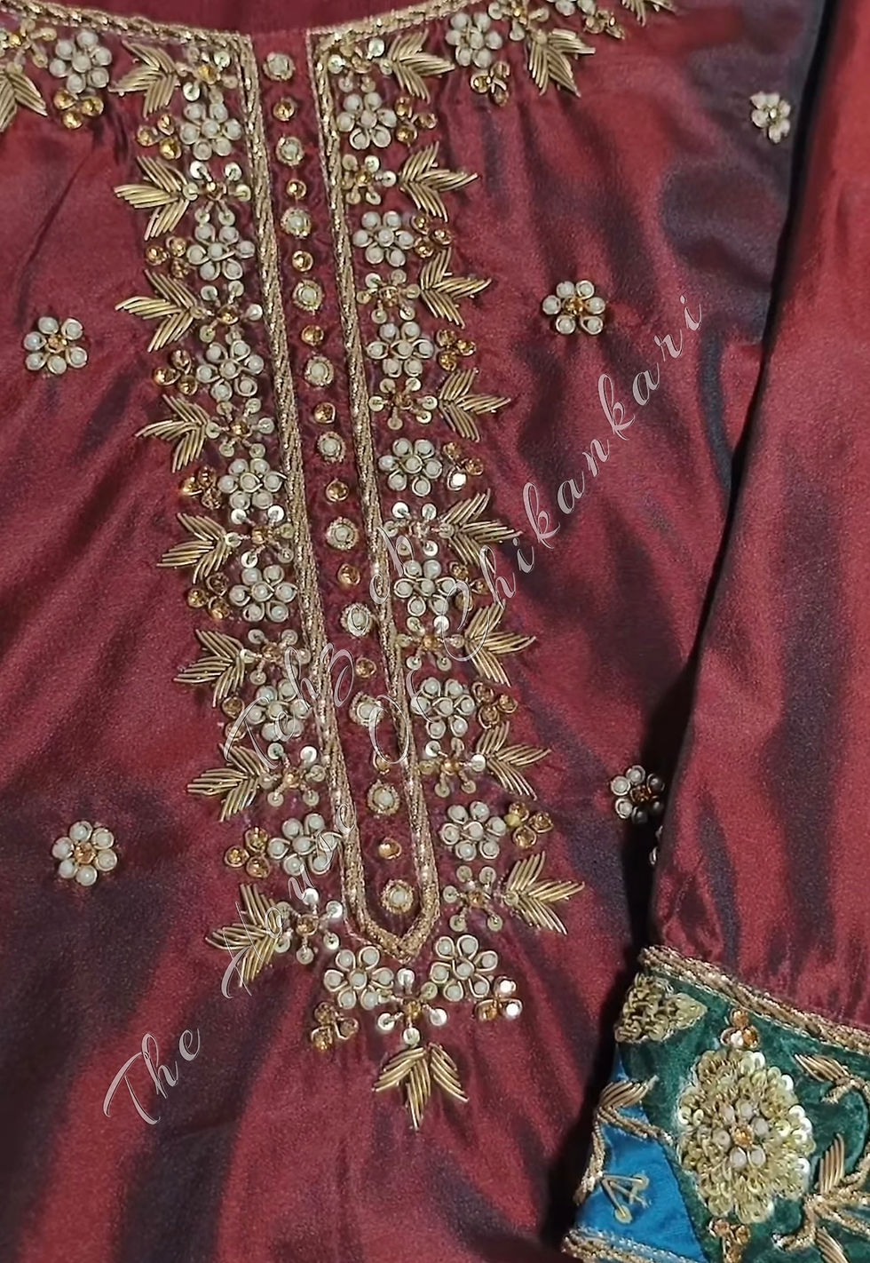 Thumbnail: Noor-e-Awadh Chattapatti / Farshi Gharara Set - Pure Handcrafted