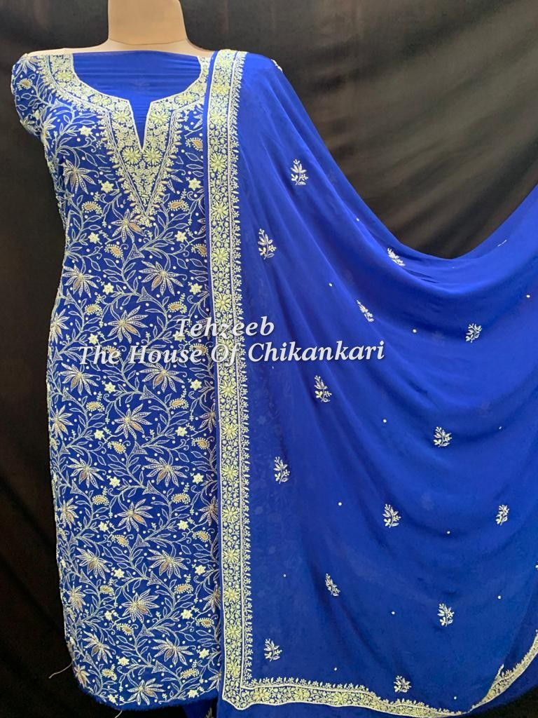 Thumbnail: Teen Taar - Lucknowi Chikankari Suit