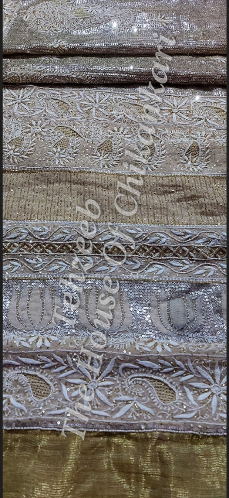 Thumbnail: Antique Pure Tissue Silk Lucknowi Chikan Saree