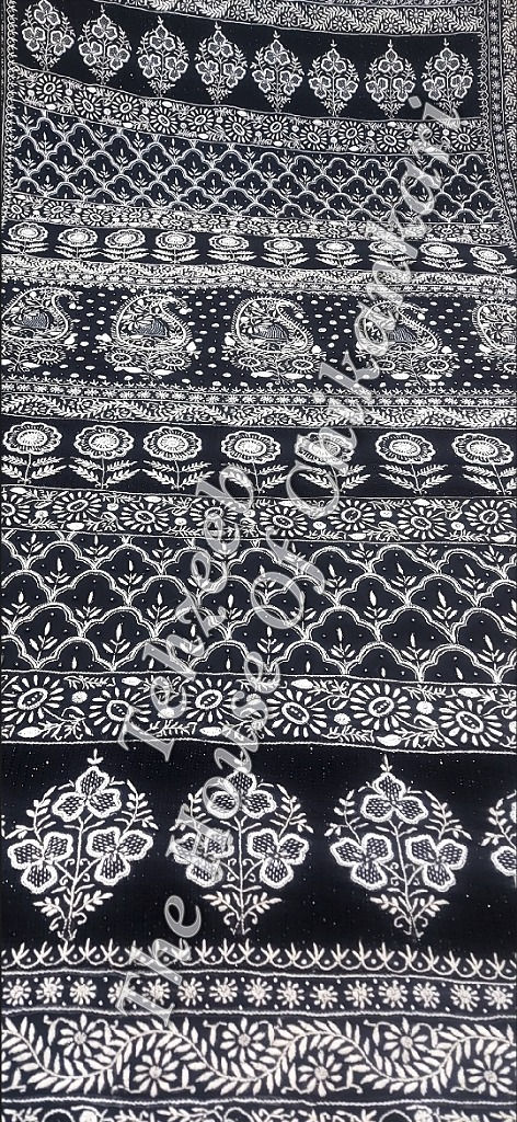 Thumbnail: Surmai - Black & White Timeless Chikankari Saree